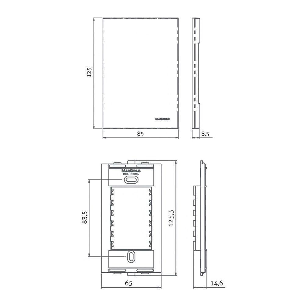 Placa Cega Com Suporte Margirius Sleek 4x2 Branca - 2