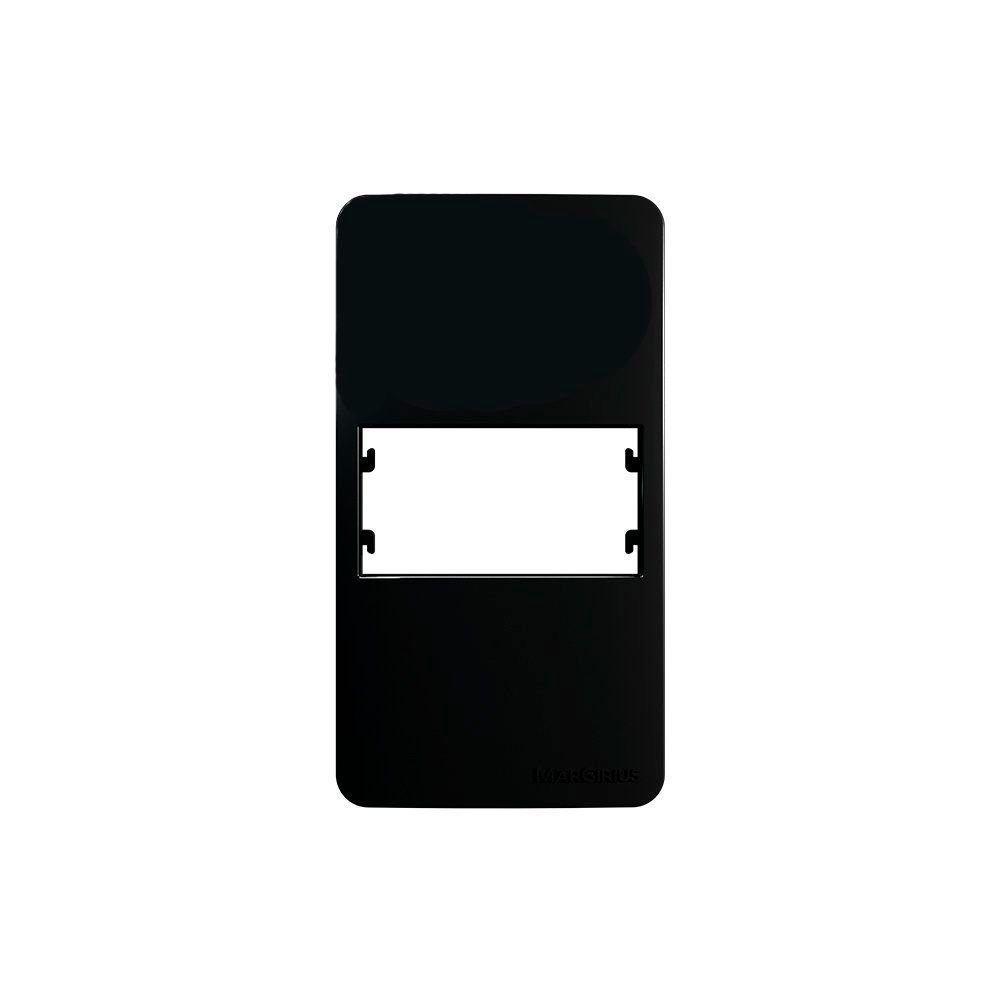Placa Para Condulete Com Suporte Margirius Sleek Caixa 3-4 Para 1 Módulo Preto Ebony - 1