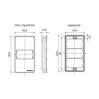 Placa Para Condulete Com Suporte Margirius Sleek Caixa 3-4 Para 1 Módulo Preto Ebony - 2