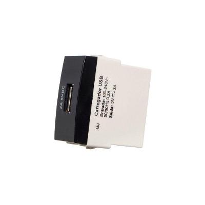 Módulo Tomada Carregador Usb-a Margirius Sleek 2a 10W Preto Ebony