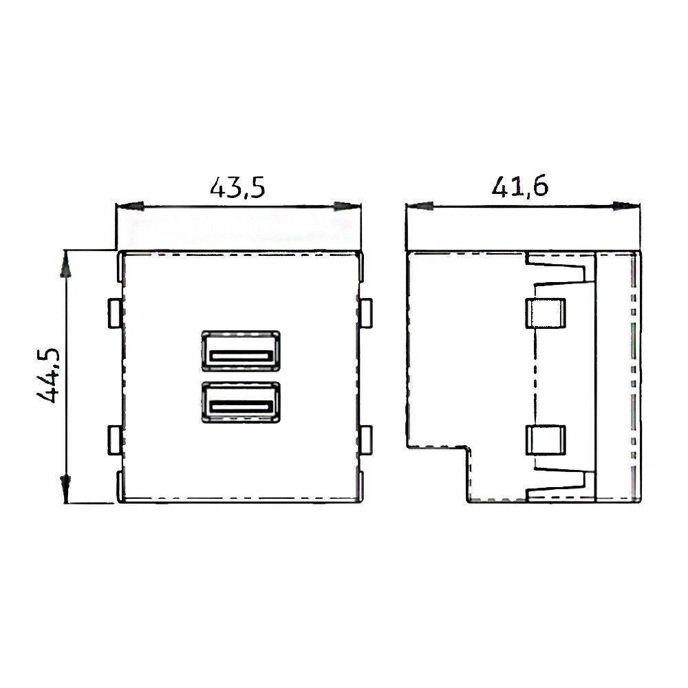 Módulo Tomada Duplo Carregador Usb-a Margirius Sleek 2a 10W Branco - 2
