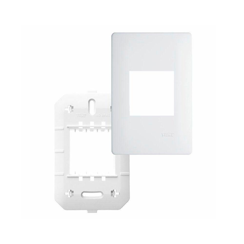Placa Com Suporte Fame Habitat 4x2 Para 2 Módulos Verticais Branca - 1