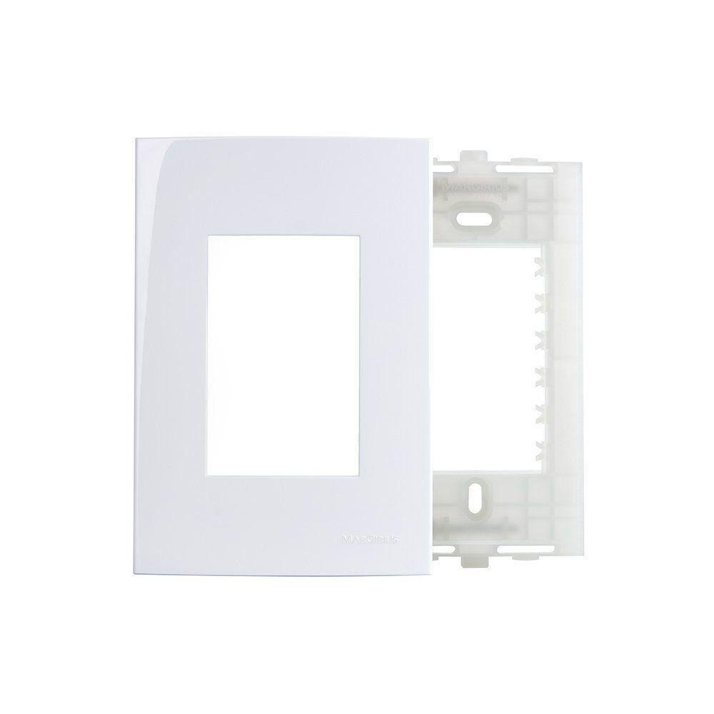 Placa Com Suporte Margirius Sleek 4x2 Para 3 Módulos Horizontais Branca - 1