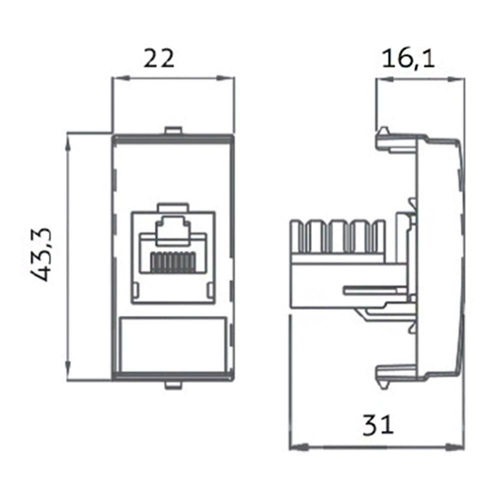 Módulo Tomada Para Rede De Informática Margirius Sleek Rj45 Cat6 Branco - 2
