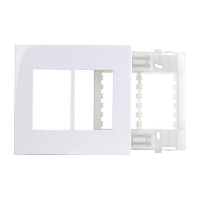 Placa Com Suporte Margirius Sleek 4x4 Para 6 Módulos Horizontais Branca