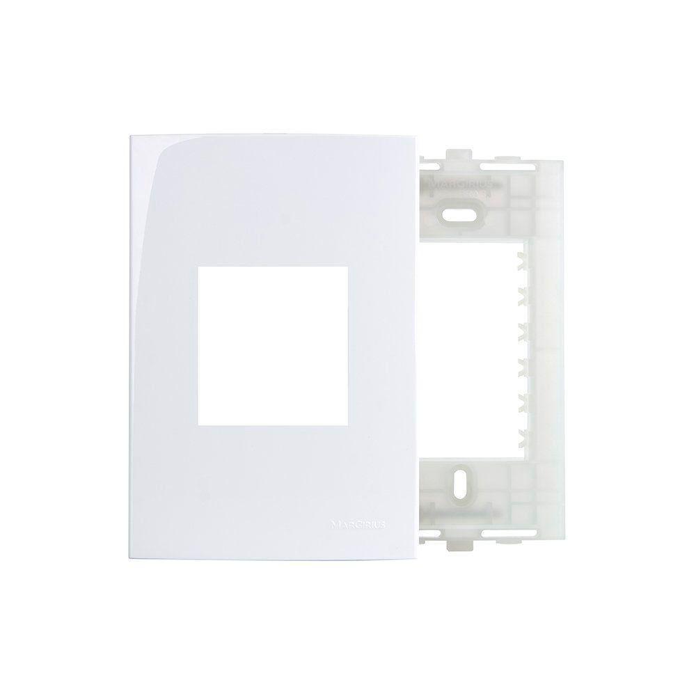Placa Com Suporte Margirius Sleek 4x2 Para 2 Módulos Horizontais Branca - 1