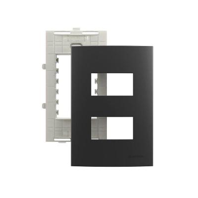 Placa Com Suporte Margirius Sleek Colors 4x2 Para 2 Módulos Horizontais Distanciados Grafite