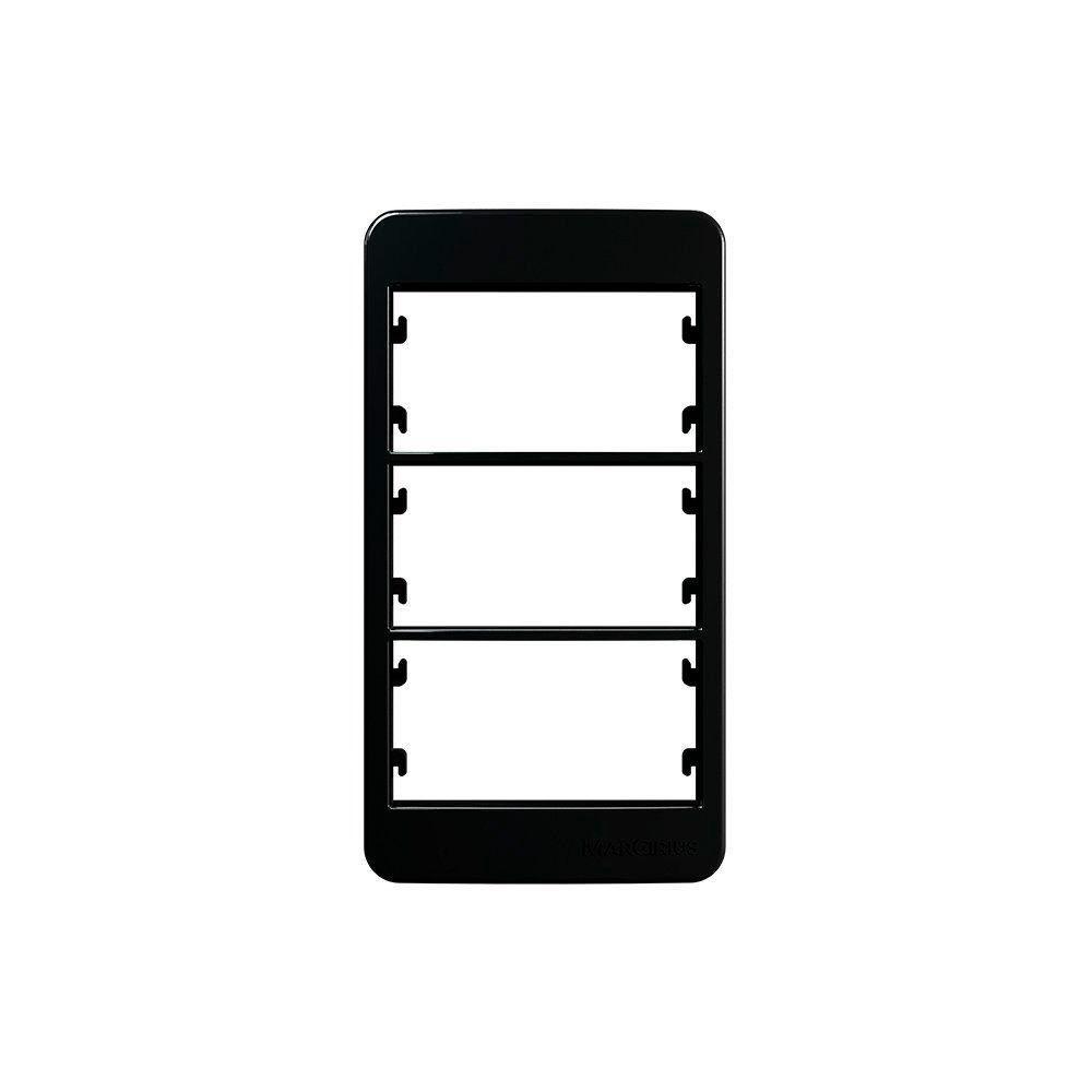 Placa Para Condulete Com Suporte Margirius Sleek Caixa 3-4 Para 3 Módulos Preto Ebony - 1