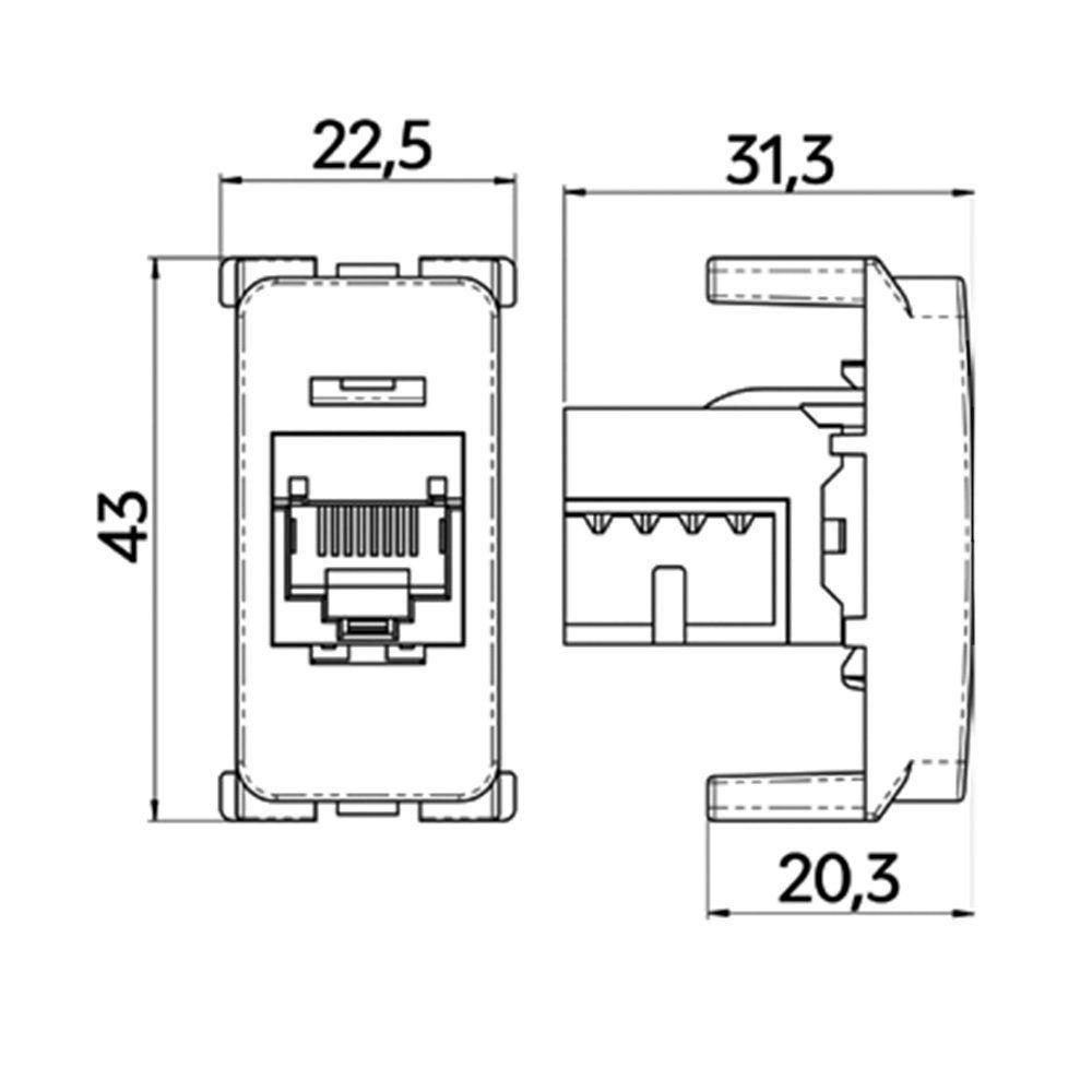 Módulo Tomada Para Rede De Informática Margirius B3 Rj45 Cat6 Branco - 2