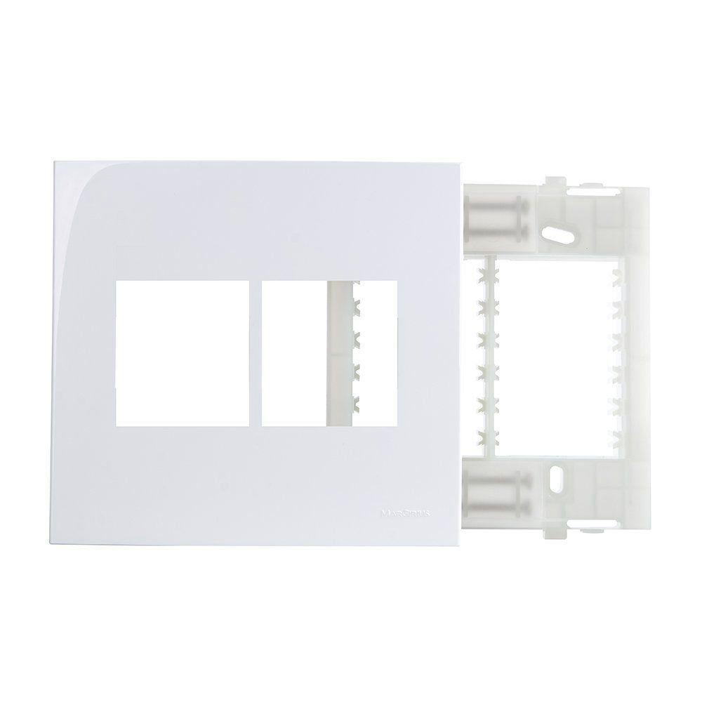 Placa Com Suporte Margirius Sleek 4x4 Para 4 Módulos Horizontais Branca - 1