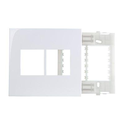 Placa Com Suporte Margirius Sleek 4x4 Para 4 Módulos Horizontais Branca