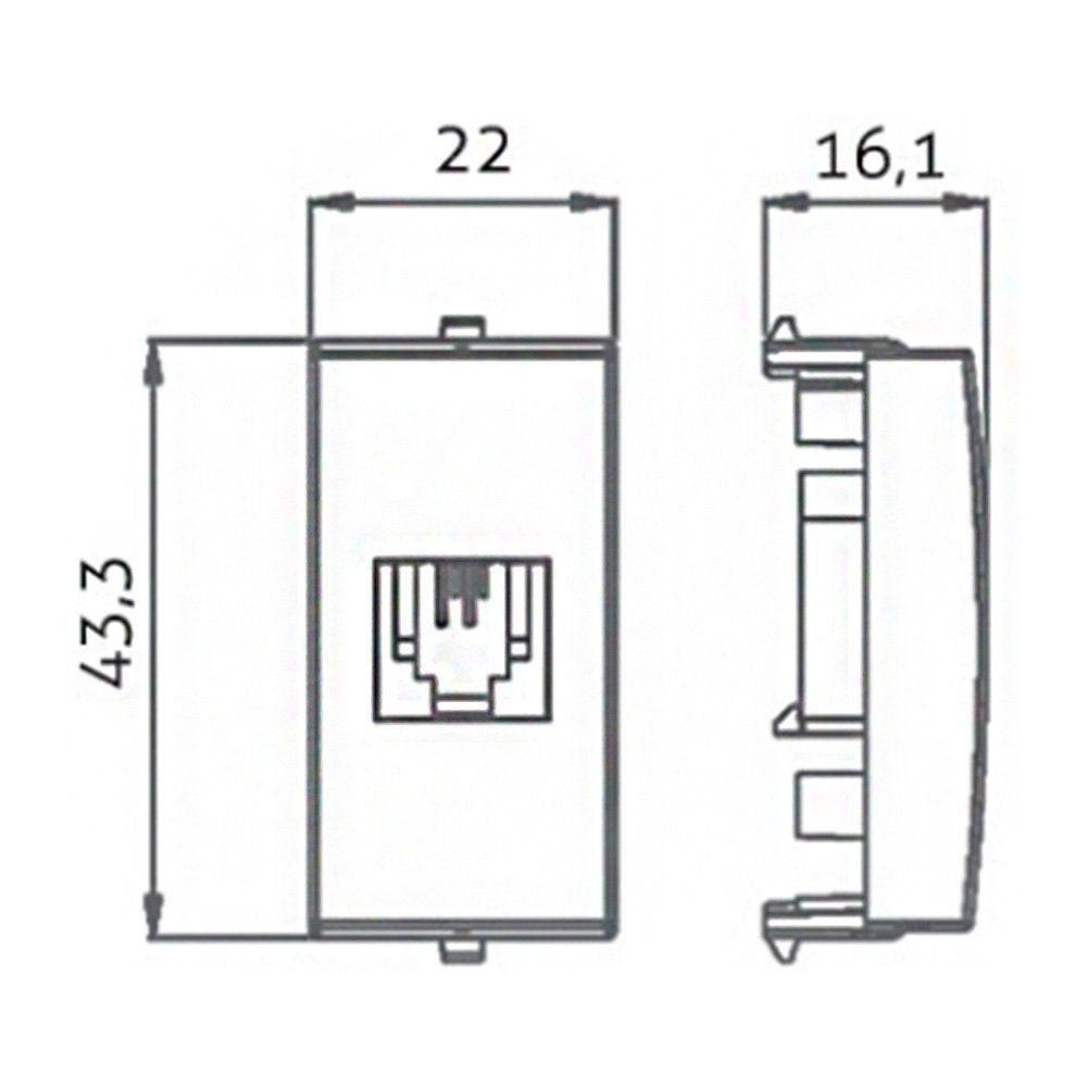 Módulo Tomada Para Telefone Padrão Americano Margirius Sleek Rj11 4 Fios Branco - 2