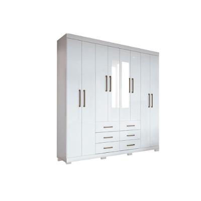 Guarda Roupa Casal Liverpool 9 Portas de Bater 6 Gavetas Branco Santos Andirá