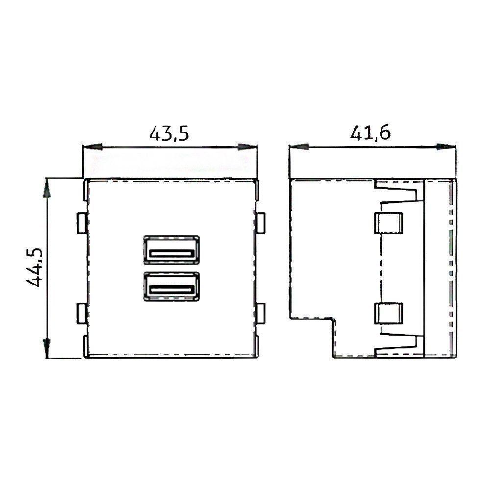 Módulo Tomada Carregador Usb Duplo Usb-c + Usb-a Margirius Sleek 2a 10W Branco - 2