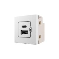 Módulo Tomada Carregador Usb Duplo Usb-c + Usb-a Margirius Sleek 2a 10W Branco - 1