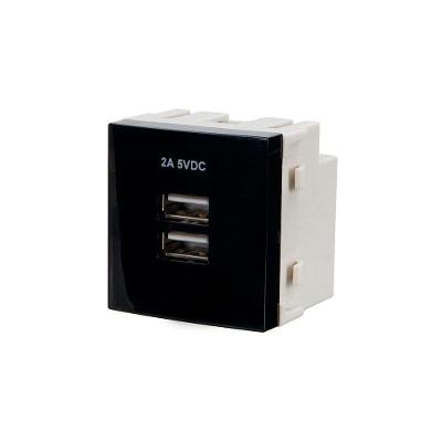 Módulo Tomada Duplo Carregador Usb-a Margirius Sleek 2a 10W Preto Ebony