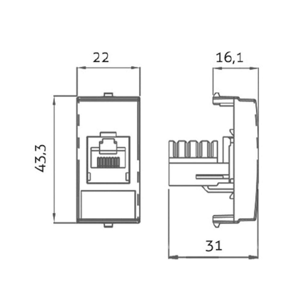 Módulo Tomada Para Rede De Informática Margirius Sleek Rj45 Cat6 Preto Ebony - 2