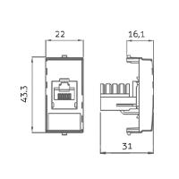 Módulo Tomada Para Rede De Informática Margirius Sleek Rj45 Cat6 Preto Ebony - 2