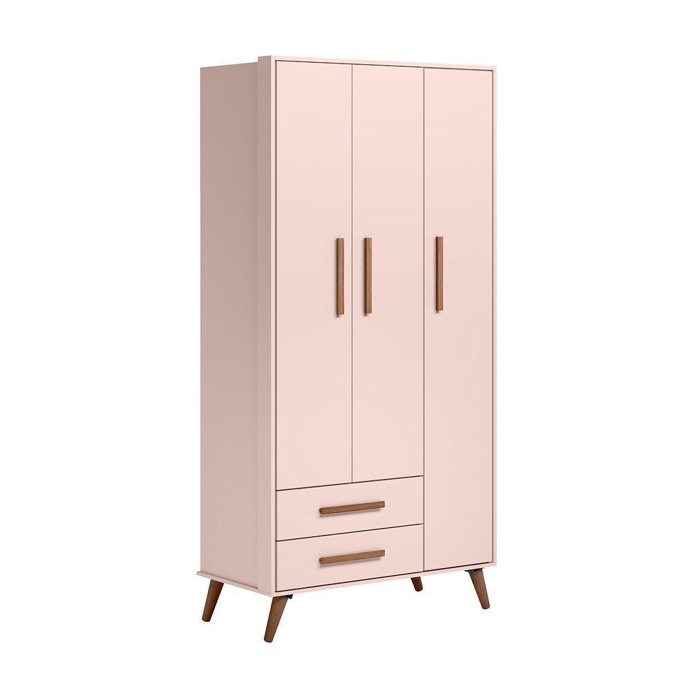 Conjunto Quarto Infantil Retro Berço E Guarda Roupa Lima Rosa Com Colchao - 6