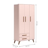 Conjunto Quarto Infantil Retro Berço E Guarda Roupa Lima Rosa Com Colchao