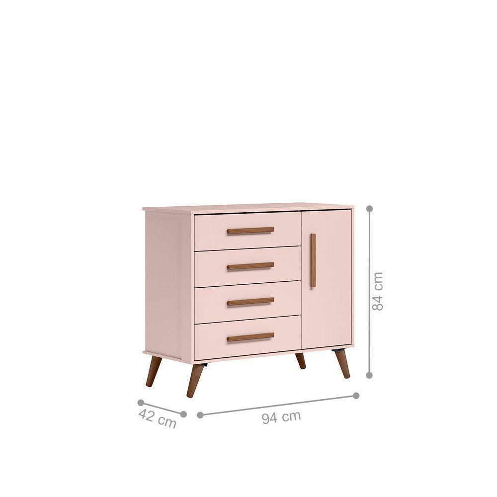 Conjunto Quarto Infantil Retro Berço E Comoda Jacarta Rosa - 4