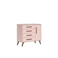 Conjunto Quarto Infantil Retro Berço E Comoda Jacarta Rosa - 6