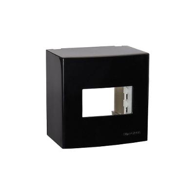 Caixa De Sobrepor Com Suporte Margirius Sleek 75x75 Para 1 Módulo Preto Ebony