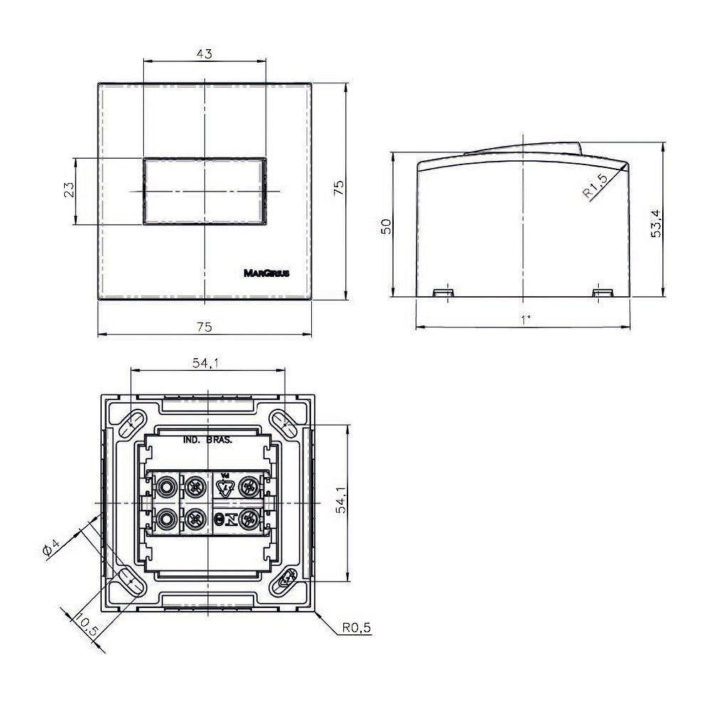 Caixa De Sobrepor Com Suporte Margirius Sleek 75x75 Para 1 Módulo Branca - 2
