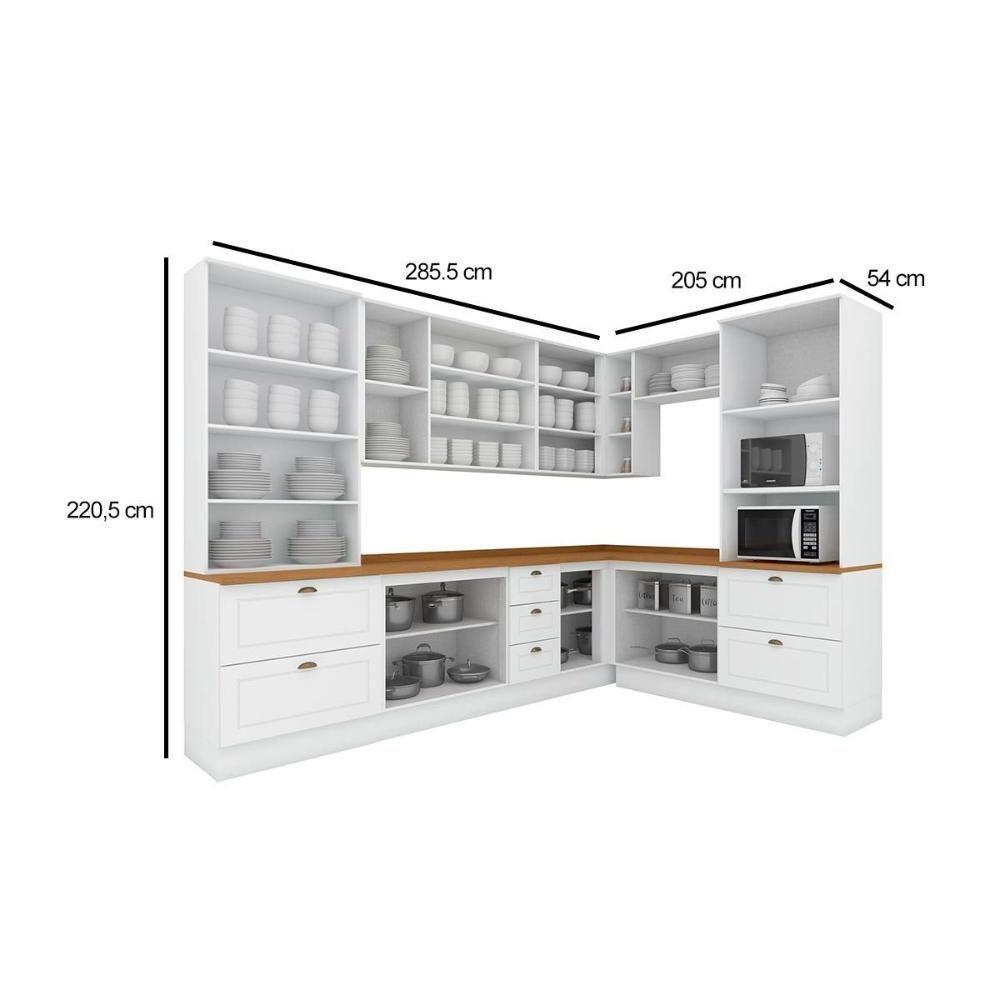 Cozinha Modulada Americana 10 Peças 3 Aéreos + 3 Balcões + 2 Paneleiros + 2 Complementos C5p57 Branco2 Aéreos + 1 Balcão + 1 Complemento - 5