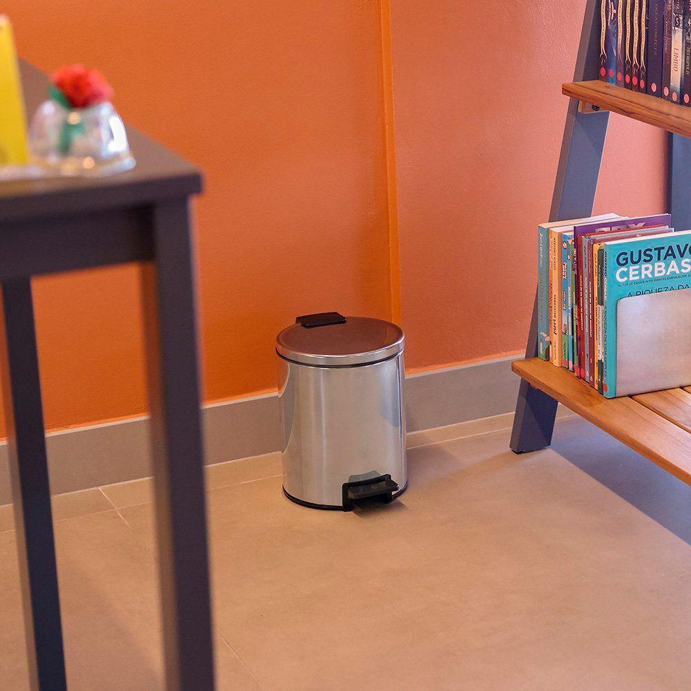 Lixeira Tramontina Loop Com Pedal 3l Redonda Inox Polido - 5