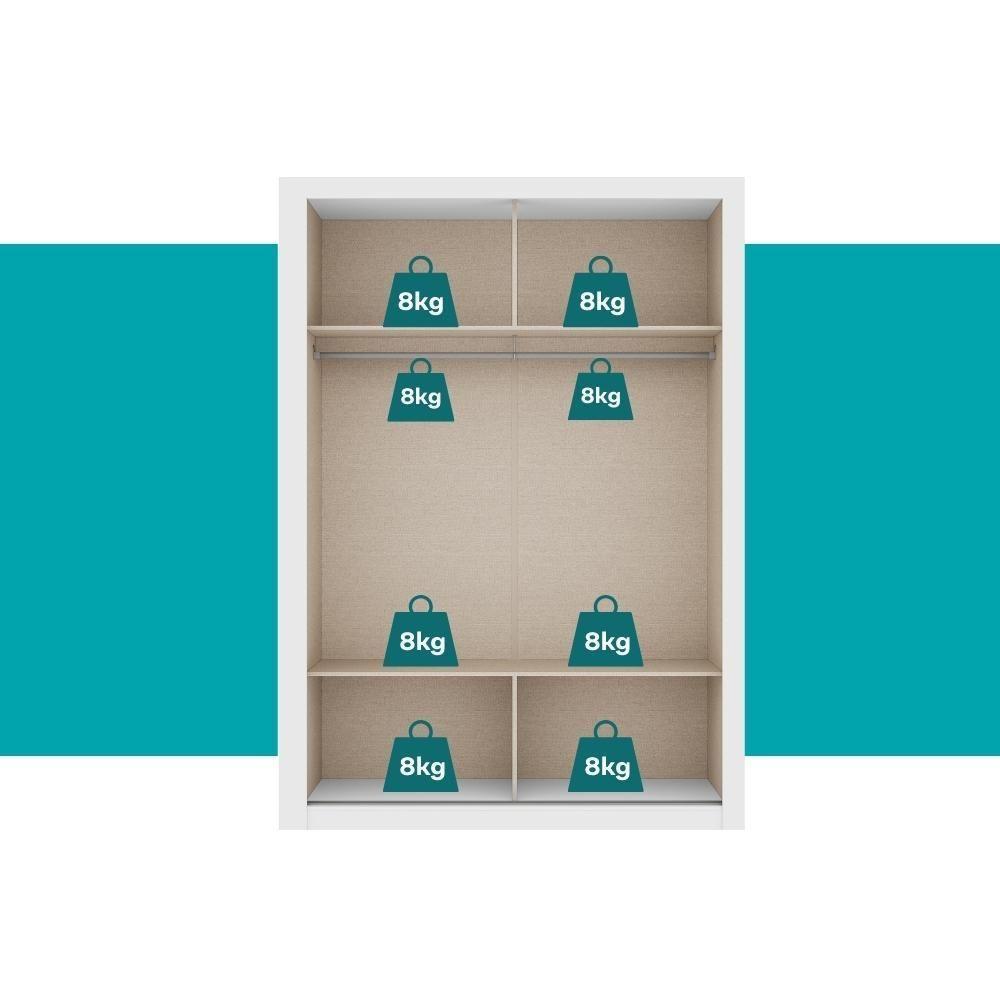 Guarda Roupa Solteiro 2 Portas Darvi Com Espelho Direito Carraro Branco - 7