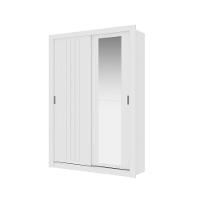 Guarda Roupa Solteiro 2 Portas Darvi Com Espelho Direito Carraro Branco - 3