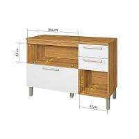 Módulo Cozinha Burguesa Com 2 Portas E 3 Gavetas 120cm Freijó Branco - 7