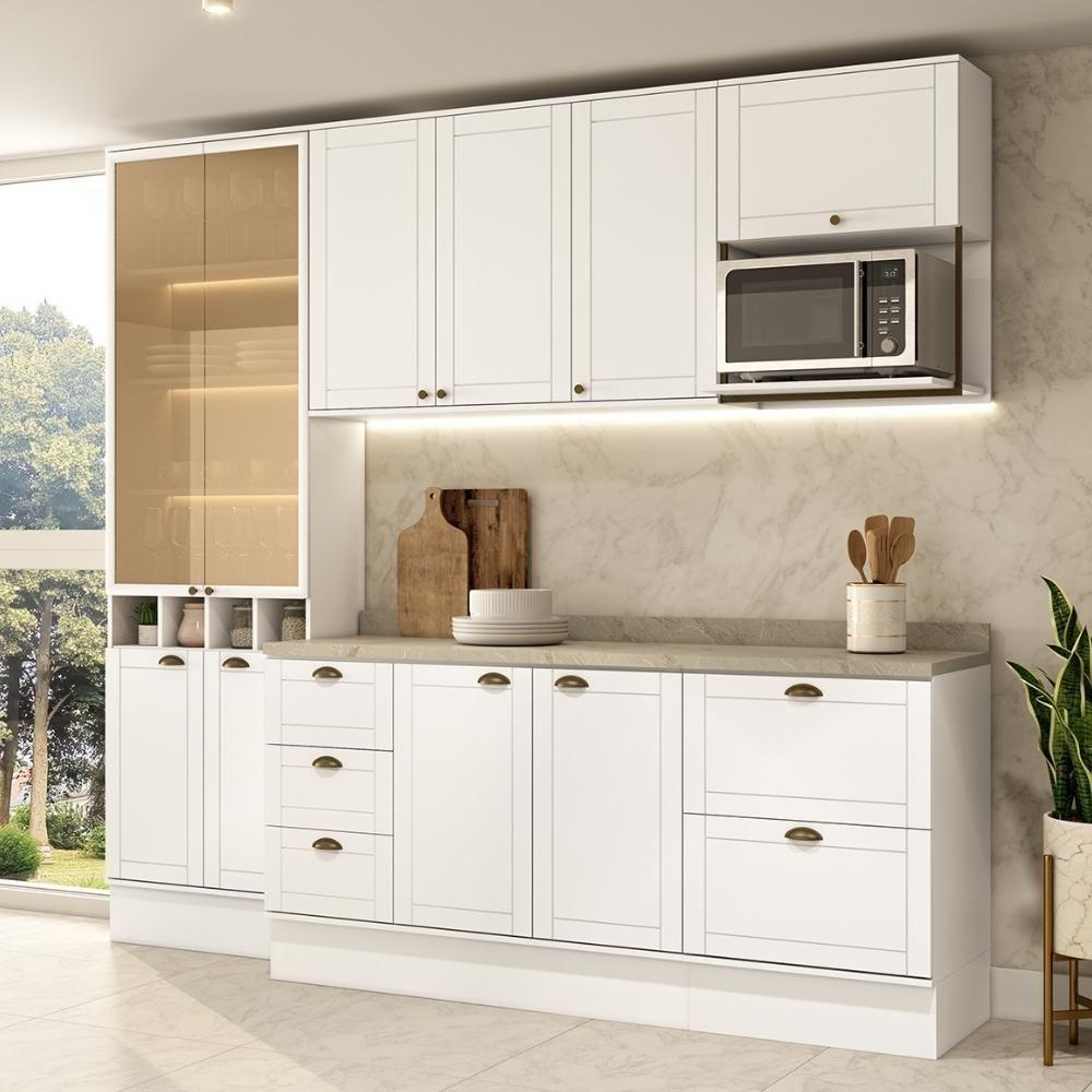 Armário De Cozinha Completa C Balcão Milla Muse Carraro Branco - 1