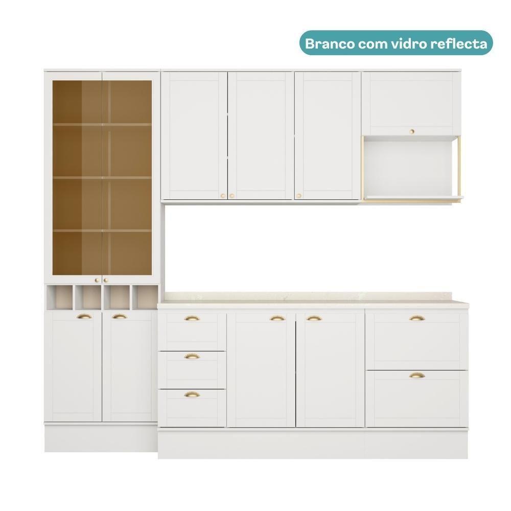 Armário De Cozinha Completa C Balcão Milla Muse Carraro Branco - 3