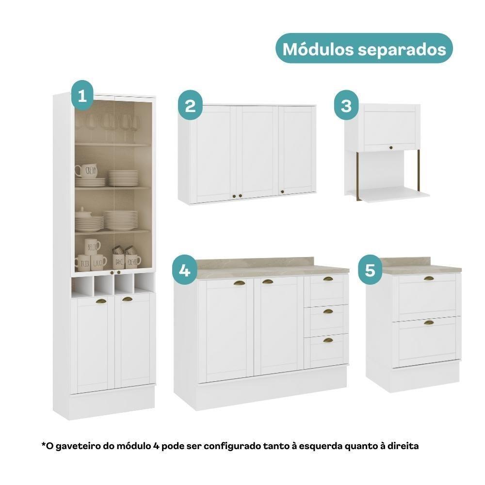 Armário De Cozinha Completa C Balcão Milla Muse Carraro Branco - 4