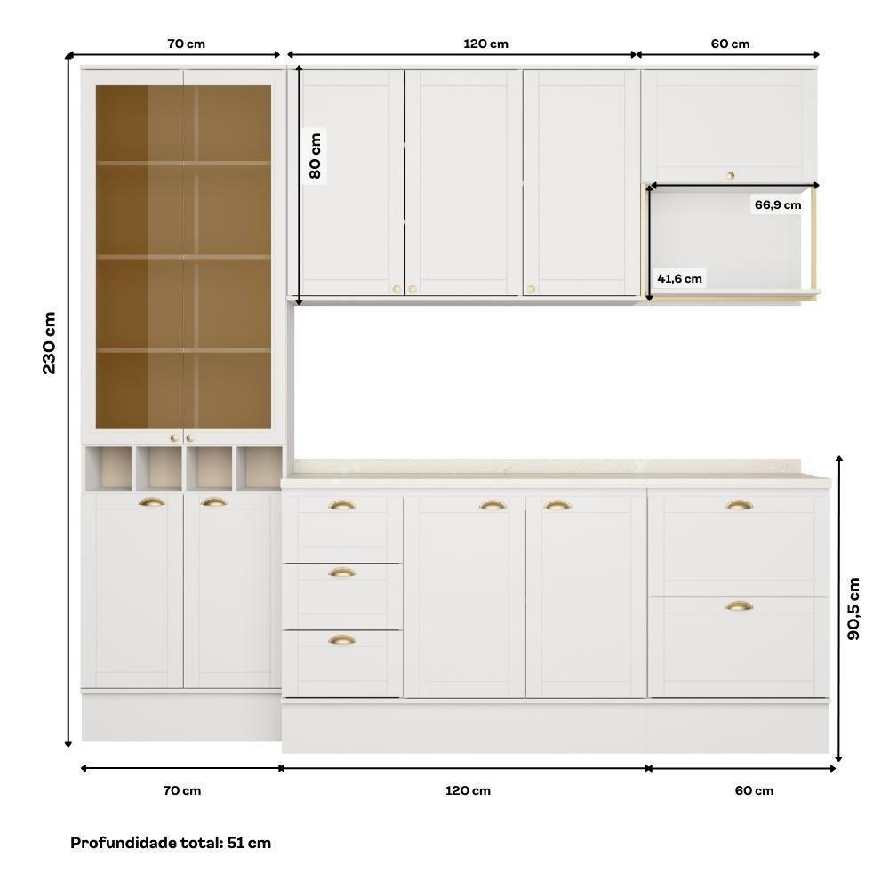 Armário De Cozinha Completa C Balcão Milla Muse Carraro Branco - 5