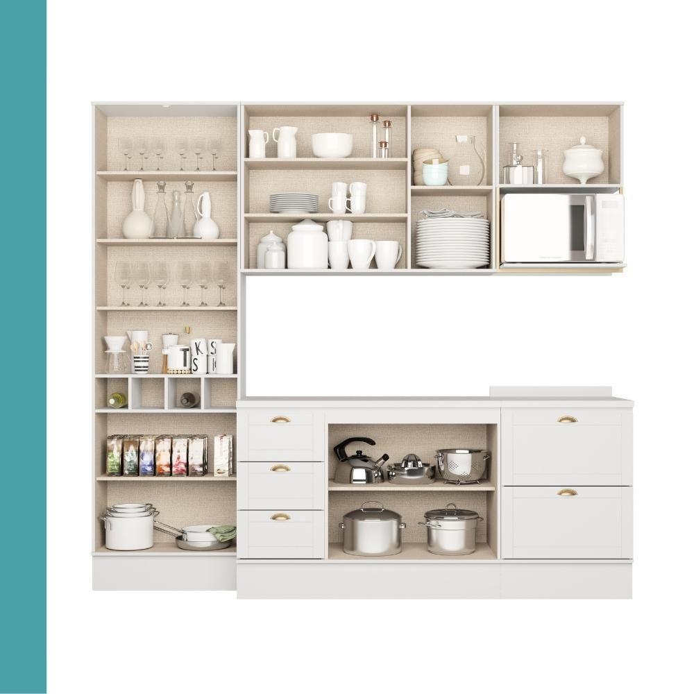 Armário De Cozinha Completa C Balcão Milla Muse Carraro Branco - 6