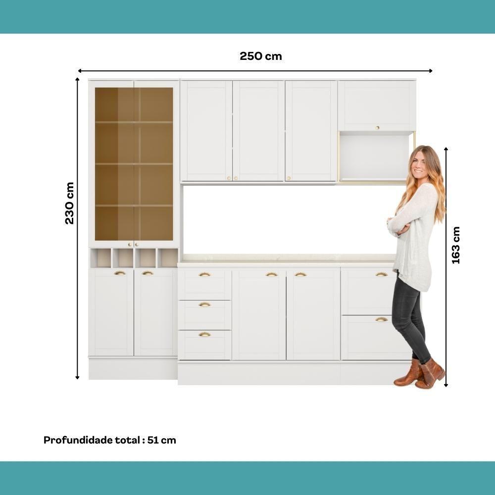Armário De Cozinha Completa C Balcão Milla Muse Carraro Branco - 7