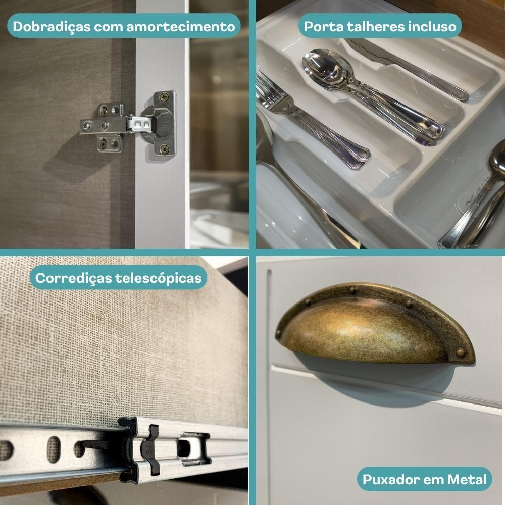 Armário De Cozinha Completa C Balcão Milla Muse Carraro Branco - 9