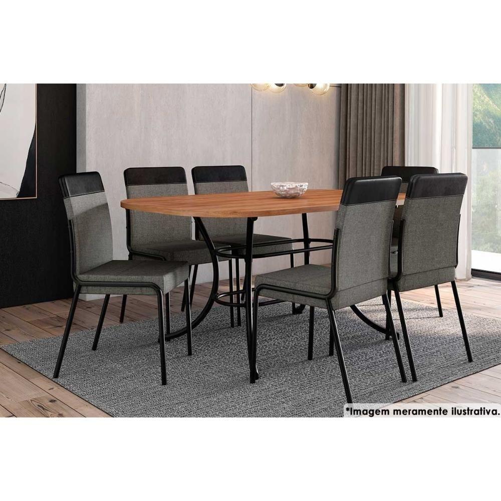 Kit 2 Cadeiras De Cozinha Duo 1739 Aço i Preto-linho Grafite-courano Preto - Carraro - 7