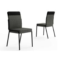 Kit 2 Cadeiras De Cozinha Duo 1739 Aço i Preto-linho Grafite-courano Preto - Carraro - 1