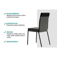 Kit 2 Cadeiras De Cozinha Duo 1739 Aço i Preto-linho Grafite-courano Preto - Carraro - 5
