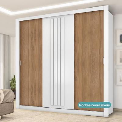 Guarda Roupa Casal Doha 3 Portas de Correr Branco Móveis Carraro