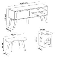 Rack 60 Pol Mesa Centro E Apoio Sala Lop4 Carvalho Off White Arly - 3
