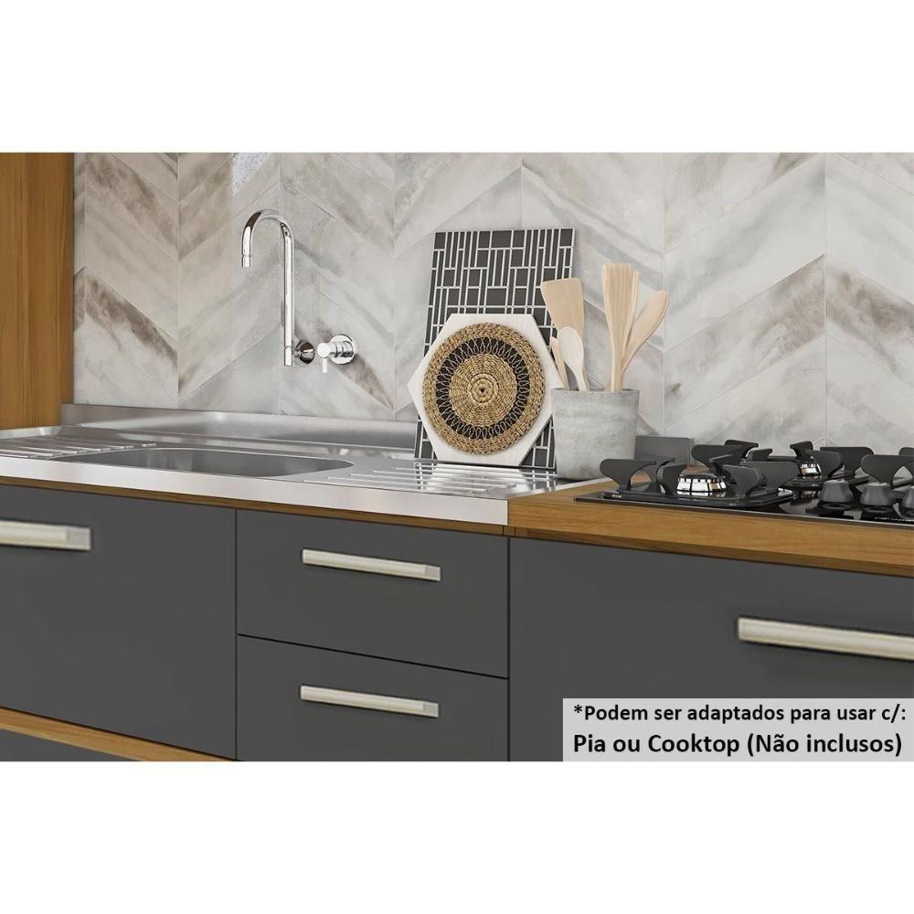 Cozinha Modulada Completa Burguesa Premium 6 Peças 3 Aéreos + 2 Balcões + 1 Paneleiro C6p57 Freijó Off White - 8