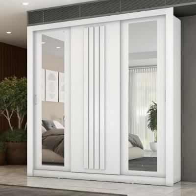 Guarda Roupa Casal 3 Portas Doha Com Espelhos Laterais Carraro Branco