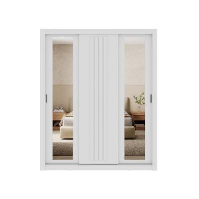 Guarda Roupa Casal Doha 3 Portas de Correr Branco com Espelhos Laterais Carraro