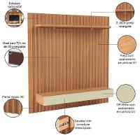 Painel Ripado Para Tv 65 Pol Com Led 2 Gavetas 183cm Baraka D03 Freijó Off White - Lyam Decor - 3