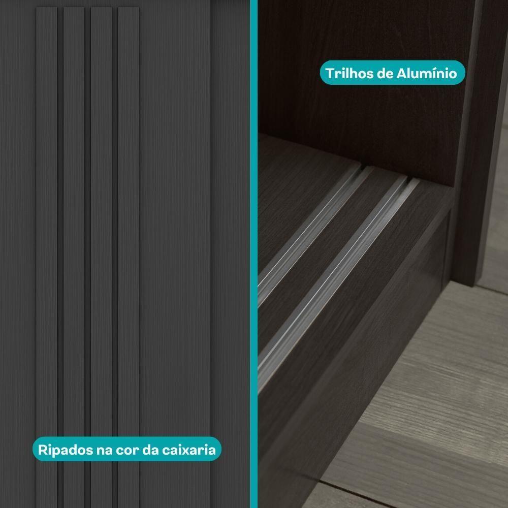 Guarda Roupa Solteiro 2 Portas Darvi Com 2 Espelhos Carraro Preto Touch - 10